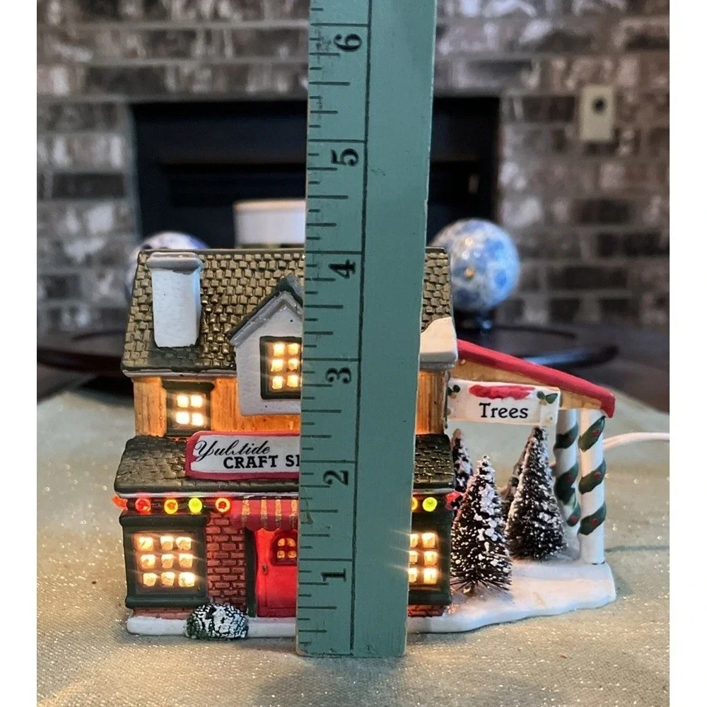 1996 LEMAX Yuletide Craft Shoppe & Trees Porcelain & Lighted~Unboxed~Lighted